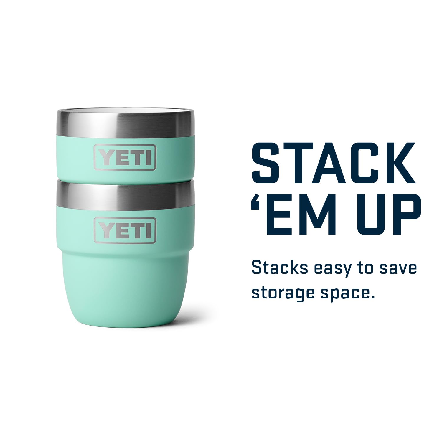 Yeti Rambler 4 Oz Stackable Cup, Stainless Steel, Vacuum Insulated Espresso/Coffee Cup, 2 Pack, Seafoam